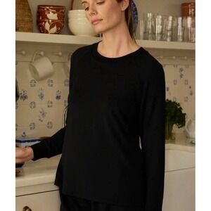LAKE Pajama Night Shirt Top Womens Large Black Long Sleeve Lounge Casual Modal